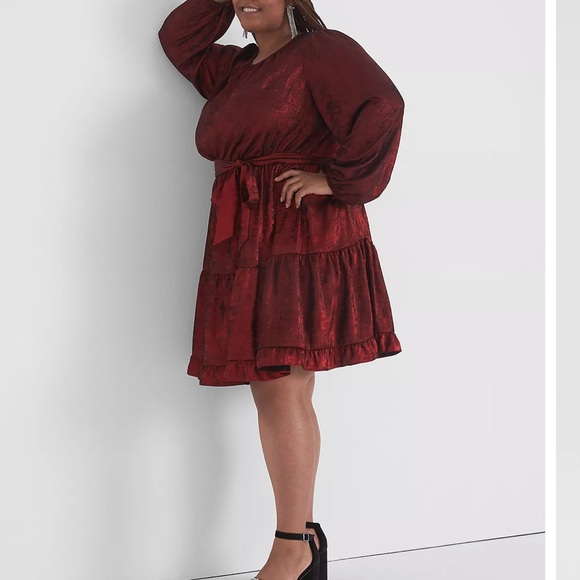 Lane Bryant fit and flair blouson dress - Picture 2 of 3